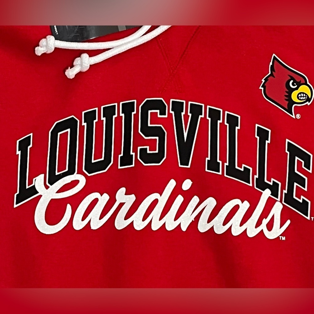 Louisville Cardinals Women’s Captivating Red White Gray Hoodie Sweatshirt - Picture 4 of 16